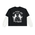 Layered Contrast Sleeve Cotton T-Shirt