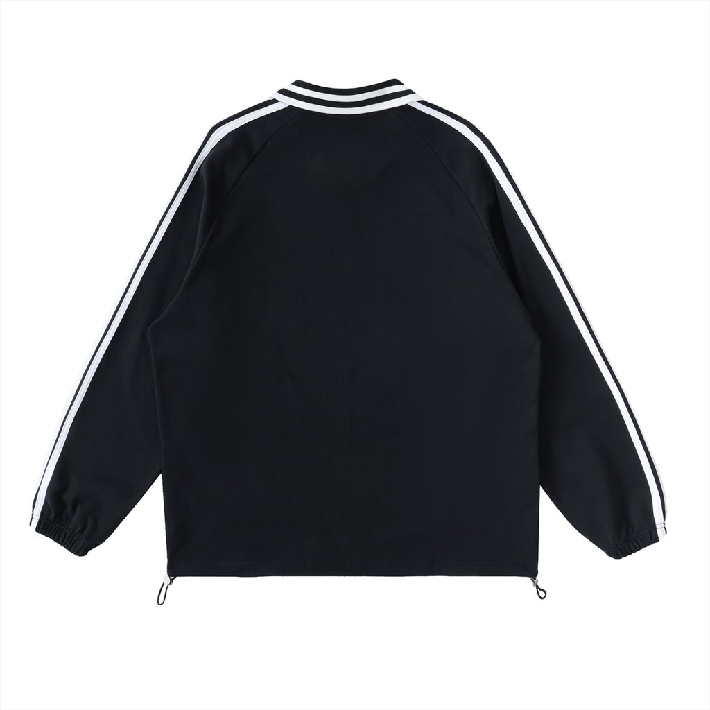 My Friend, My Music Art - Contrast Striped Lapel Collar Sweatshirt
