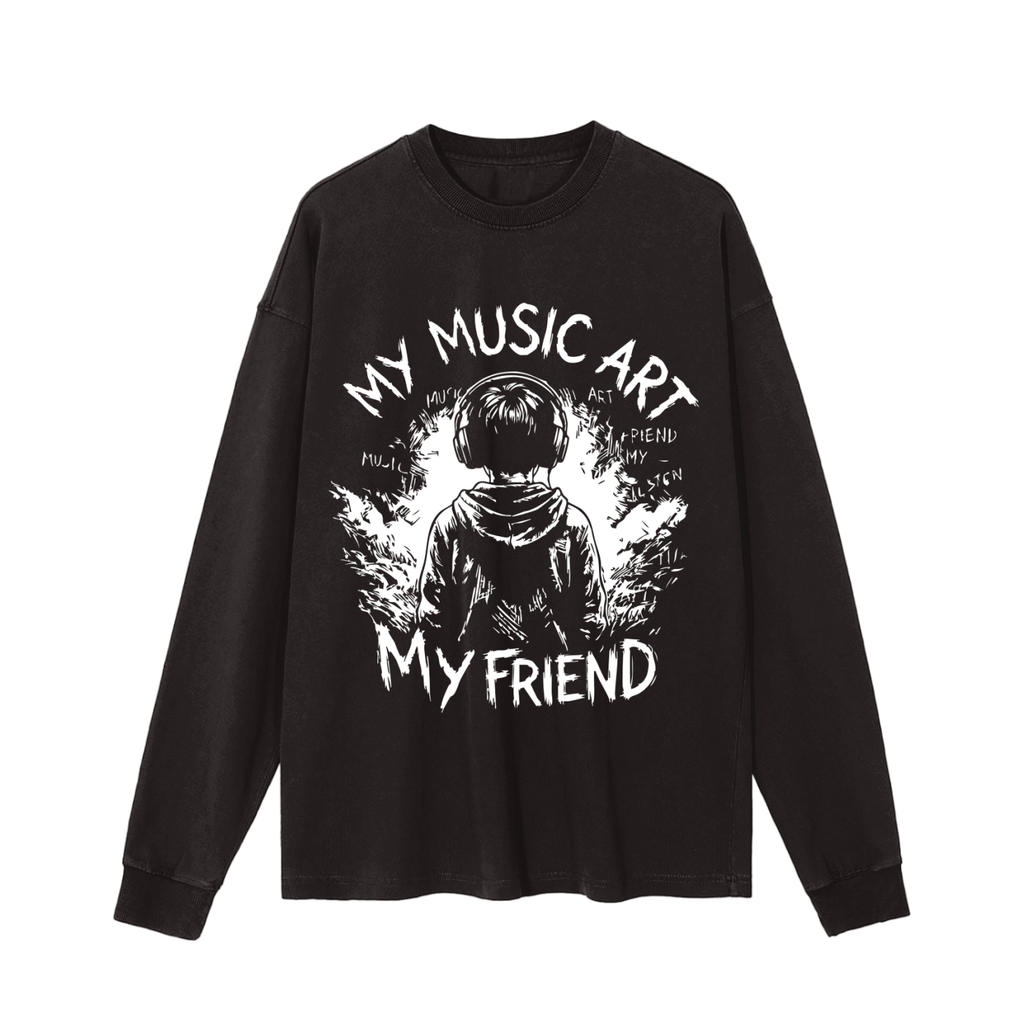 My Friend, My Music Art - Vintage Washed Long Sleeve T-Shirt
