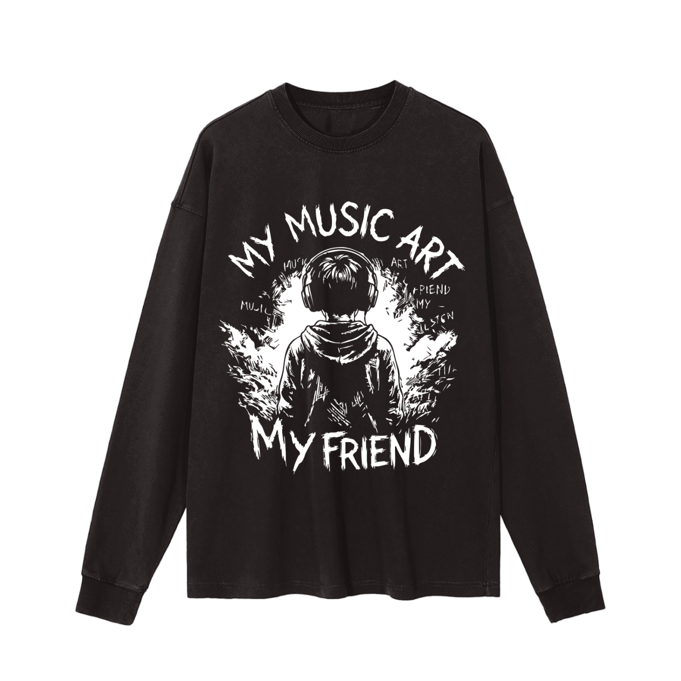 My Friend, My Music Art - Vintage Washed Long Sleeve T-Shirt