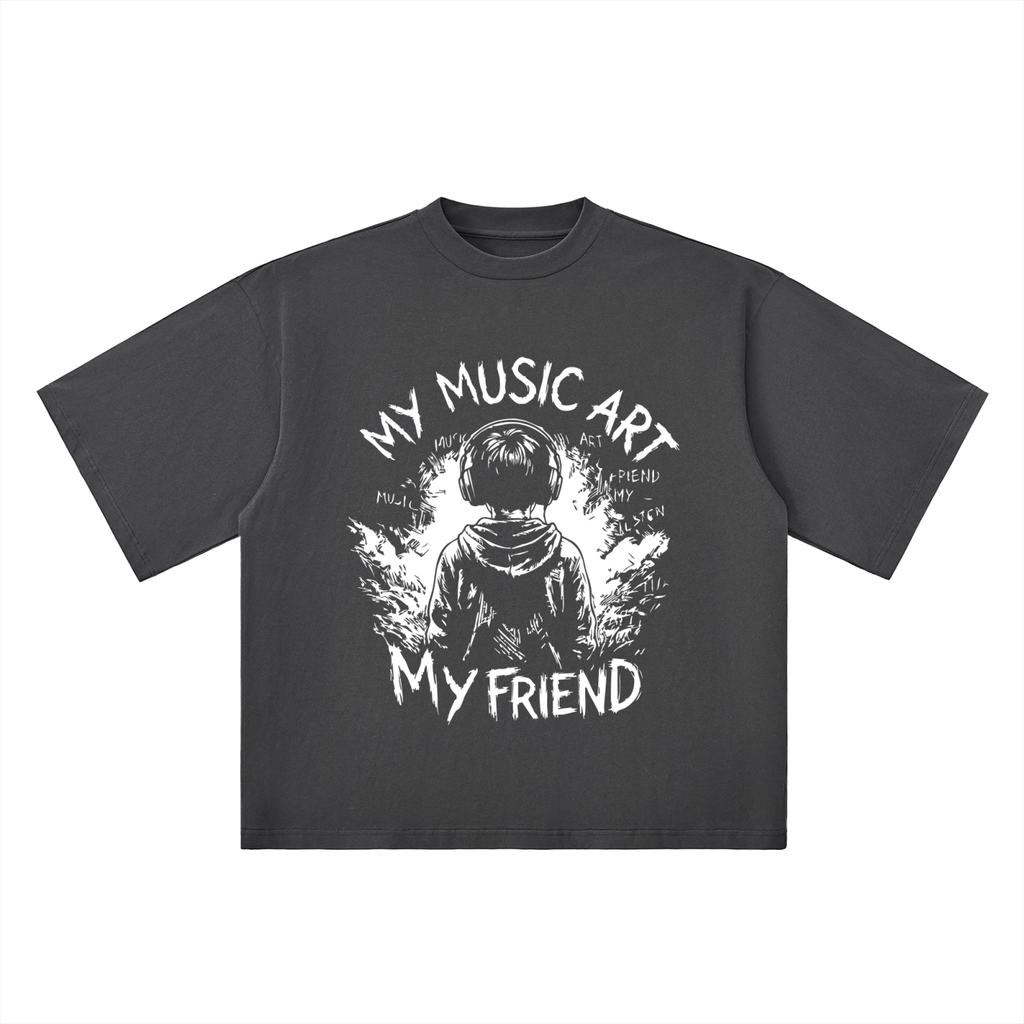 My Friend, My Music Art - Oversized Drop Shoulder T-Shirt