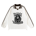 Contrast Striped Lapel Collar Sweatshirt