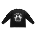 My Friend, My Music Art - Sunfade Hand-Frayed Faux Two-Piece T-Shirt