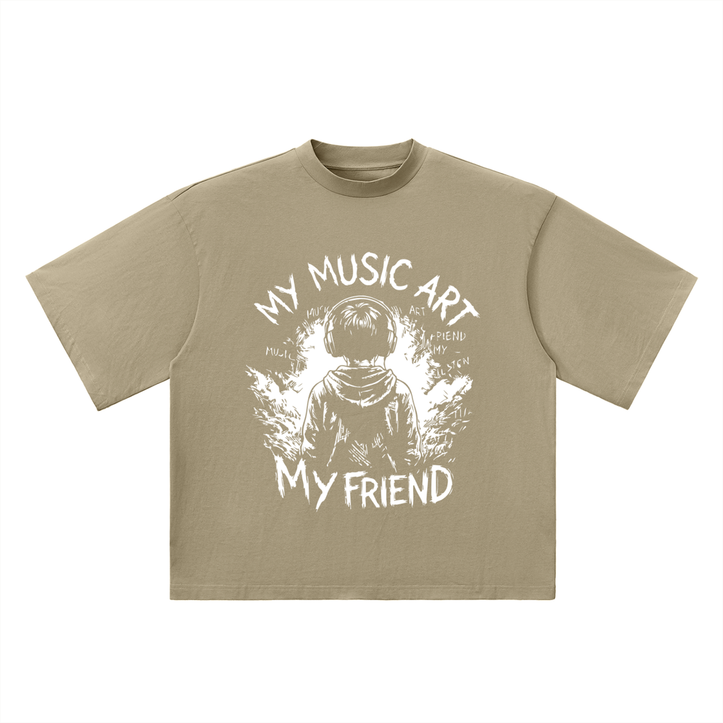 My Friend, My Music Art - Oversized Drop Shoulder T-Shirt