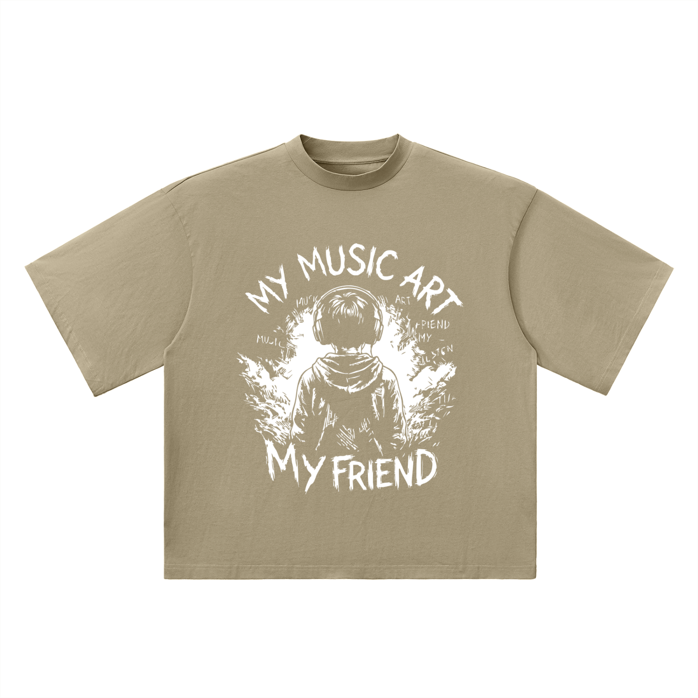 My Friend, My Music Art - Oversized Drop Shoulder T-Shirt