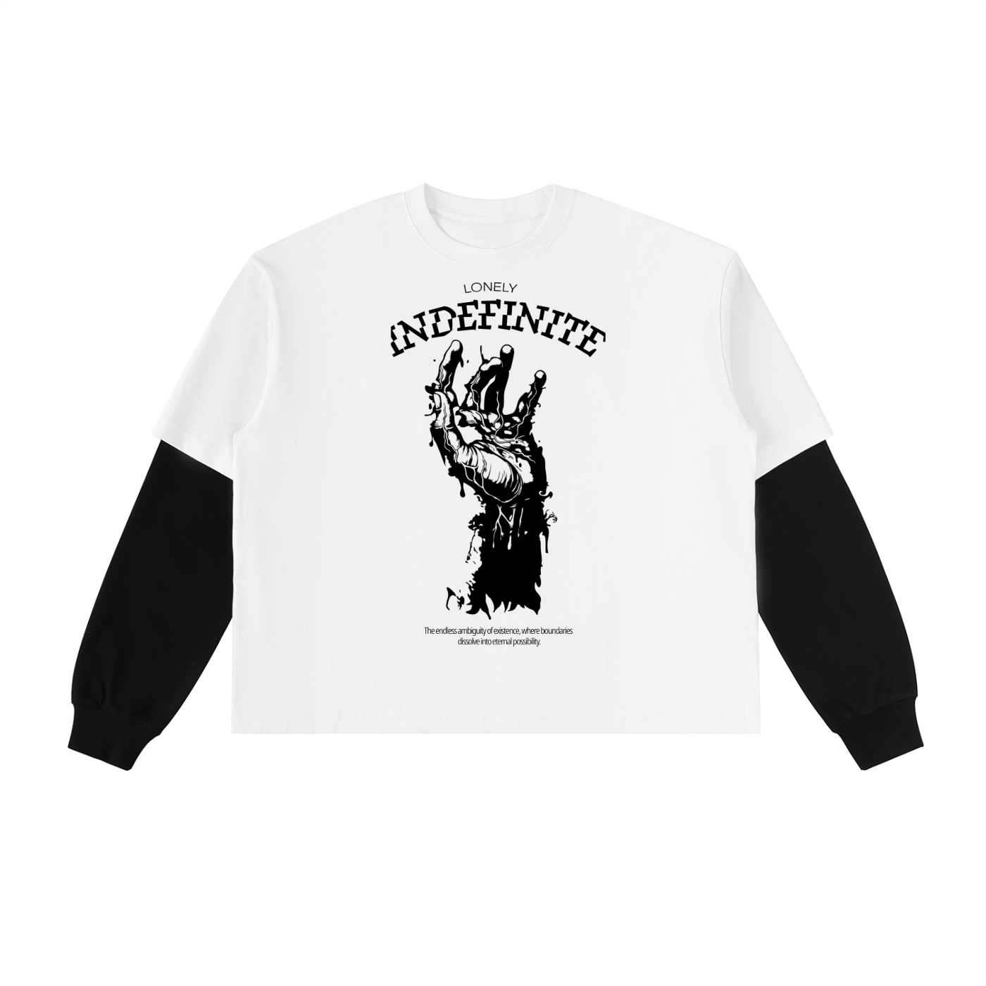 Layered Contrast Sleeve Cotton T-Shirt