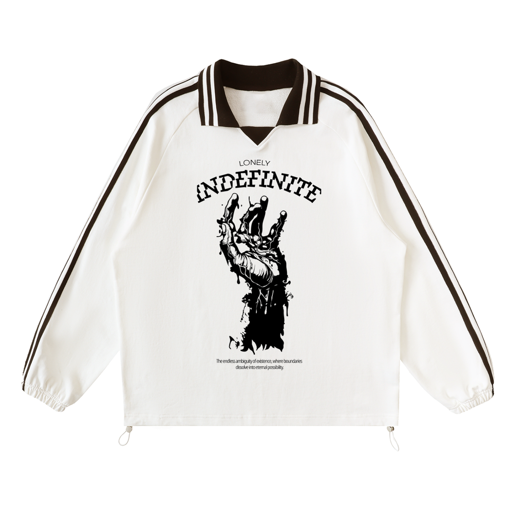 Contrast Striped Lapel Collar Sweatshirt