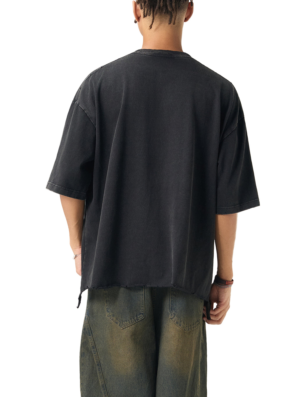 My friend,My music art - Snow Wash Raw-Hem Boxy T-shirt