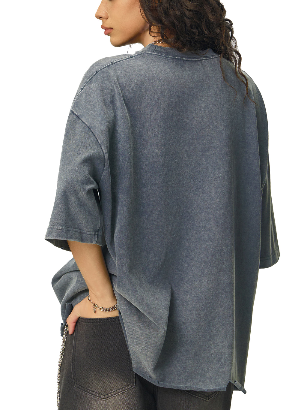 My friend,My music art - Snow Wash Raw-Hem Boxy T-shirt